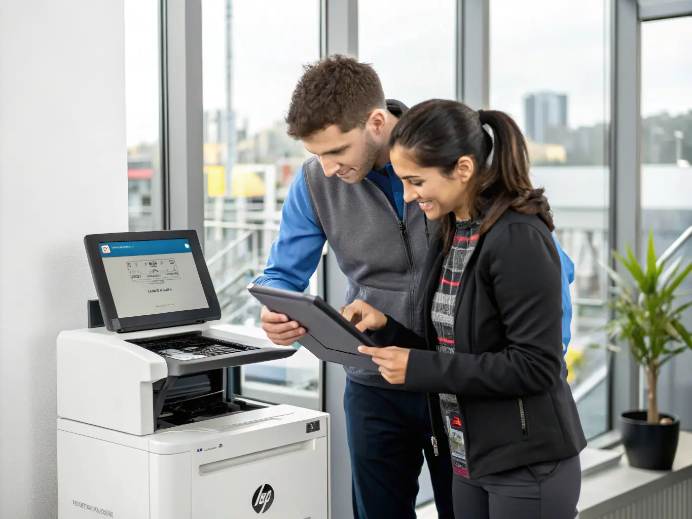 A technician is providing remote support to a customer, guiding them through troubleshooting steps for a printer issue, ensuring a quick and effective resolution.